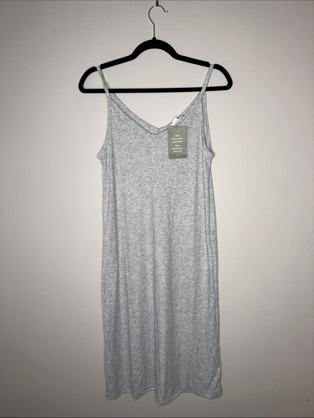 H&M Light Gray V-Neck Slip Midi Dress